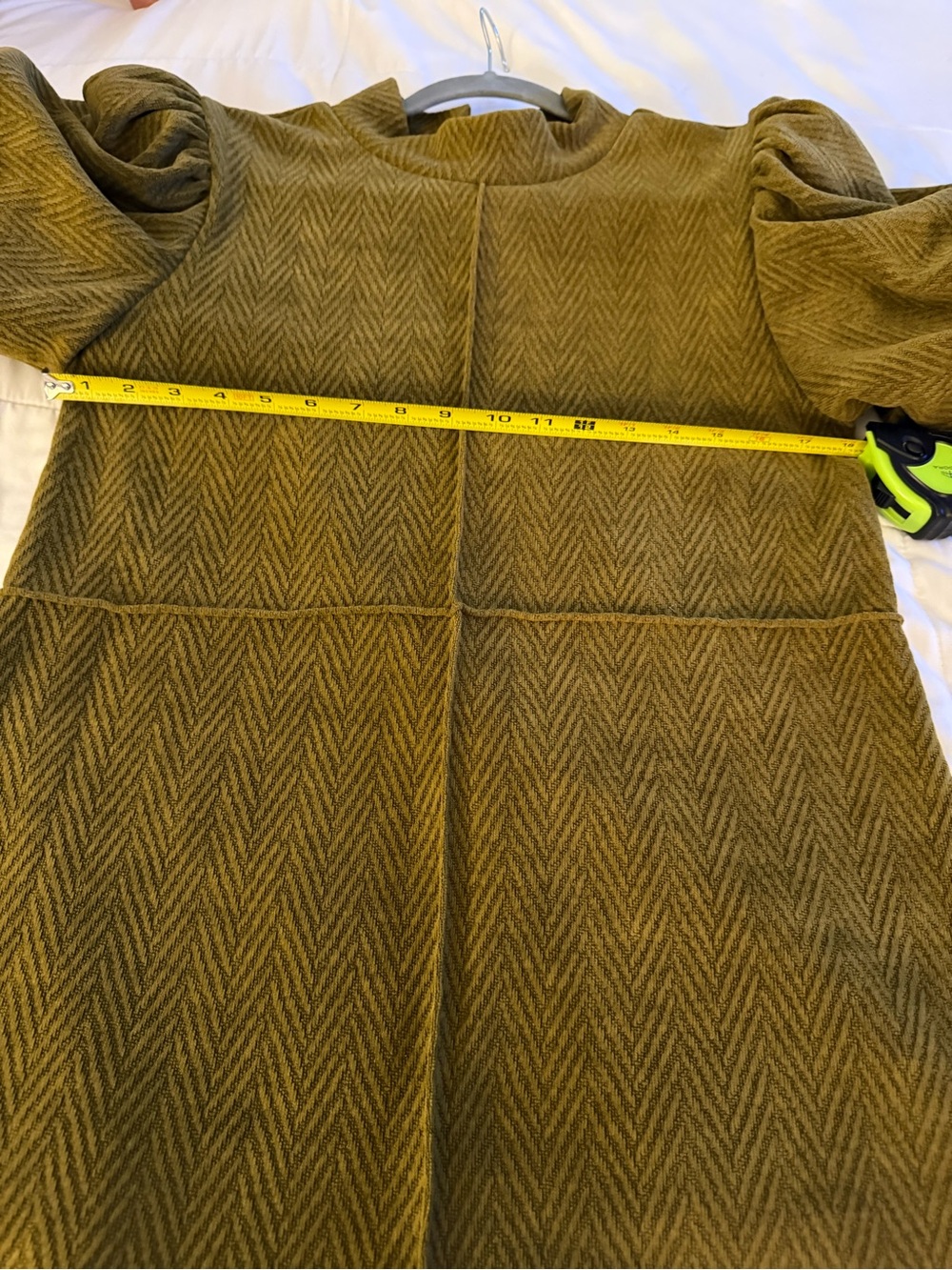 NWT-THML-Olive Puff-Sleeve High-Neck Dress-Med - Picture 10 of 10